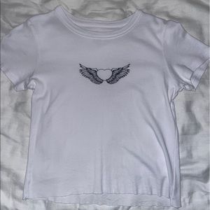john galt / brandy melville heart with wings baby tee